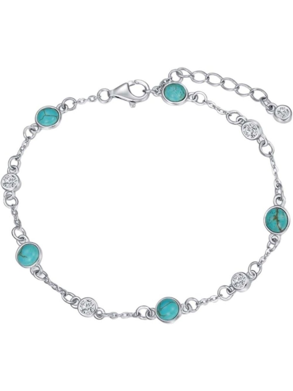 925 Sterling Silver Natural Stone Anklet Bracelet for Women - Beachy Summer